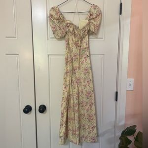 House of CB, Tallulah lemon floral puff sleeve midi sundress , Size: XS